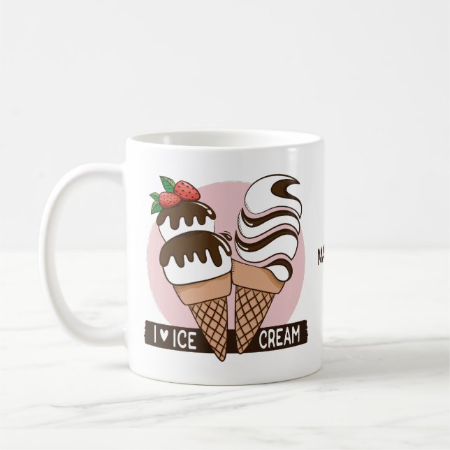 Ice Cream Lover nom personnalisé tasses (Gauche)