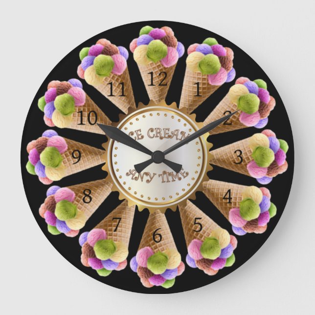 Ice Cream Lovers ~ Time For Ice Cream ~ Große Wanduhr (Vorderseite)