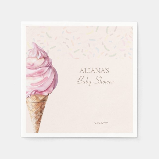 Ice Cream Niedliches Thema Girl Baby Dusche Serviette (Vorderseite)