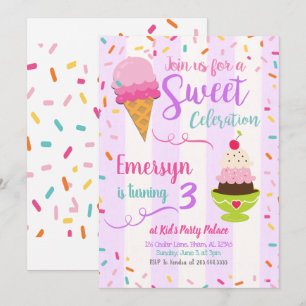 Ice Cream Party Anniversaire Invitation