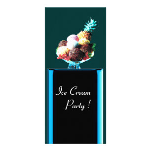 ICE CREAM PARTY - DESERT SHOP, blau schwarz grün Werbekarte