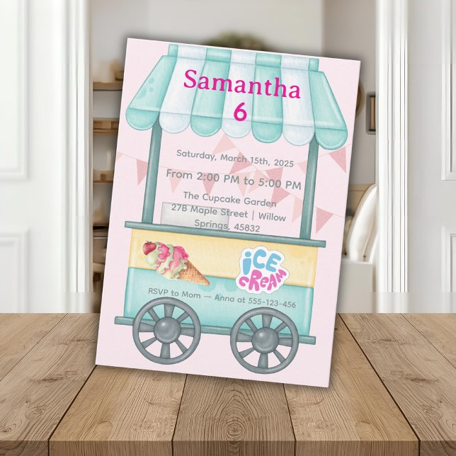 Ice Cream Party Invitation, Samantha 6th Birthday Einladung (Von Creator hochgeladen)