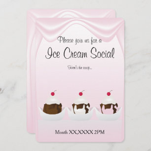 Ice Cream Party Social Custom Invitation