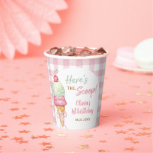 Ice Cream Pink Bow Gingham Birthday Party