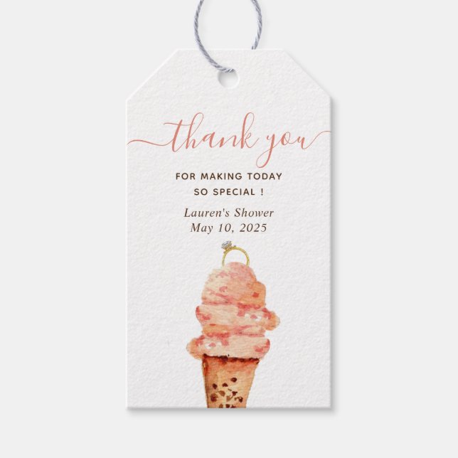 Ice Cream Pink Brautparty Vielen Dank Geschenkanhänger (Vorderseite)