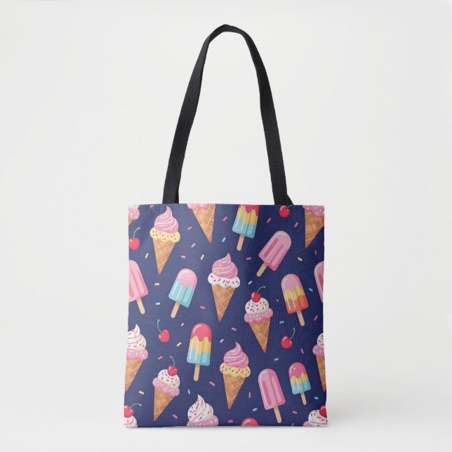 Ice cream, popsicles and cherries pattern tasche (Vorderseite)