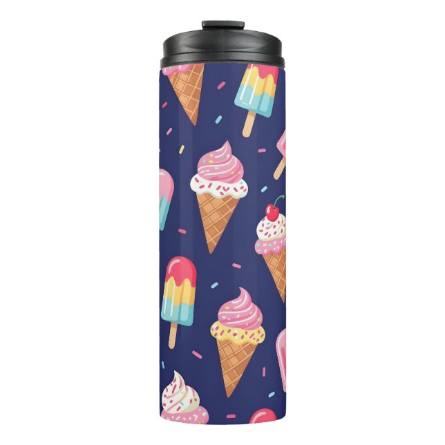 Ice cream, popsicles and cherries pattern thermosbecher (Vorderseite)