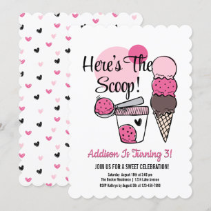 Ice Cream Scoop Invitation de fête d'anniversaire