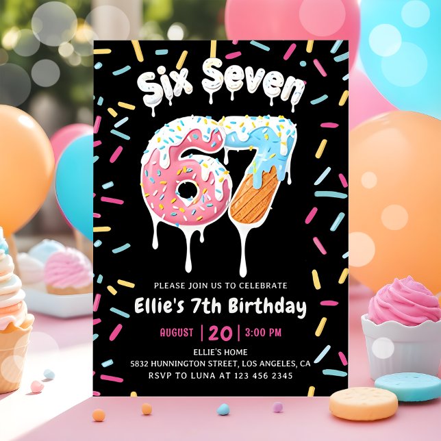 Ice Cream Six Seven 6 7 Birthday Invitation (Créateur téléchargé)