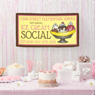 Ice Cream Social Party Dessert Banana Parco Tassin Banner