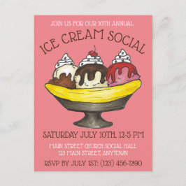 Ice Cream Social Party Dessert Banana Parco Tassin Einladungspostkarte