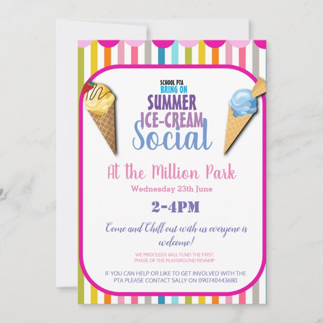 ICE-CREAM SOZIALE INVITE ODER FLYER EINLADUNG (Vorderseite)