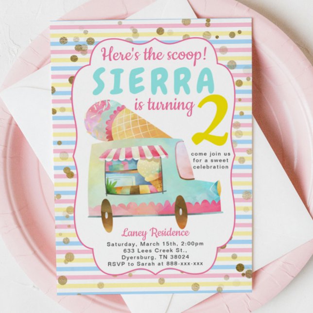 Ice Cream Truck Birthday Girl Einladung (Von Creator hochgeladen)