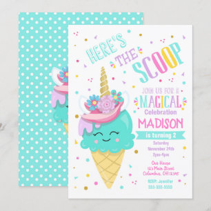 Ice Cream Unicorn Invitation Anniversaire Magique
