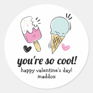 Ice Cream Valentine Runder Aufkleber