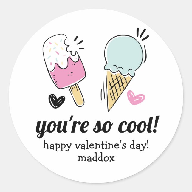 Ice Cream Valentine Runder Aufkleber (Vorderseite)