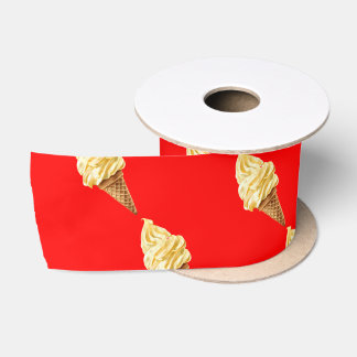 Ice-cream Vivid red Satinband