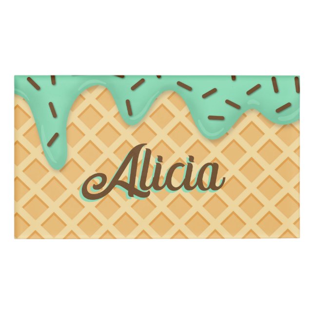 Ice Cream Waffle Cone Name Markierung Namenschild (Vorderseite)