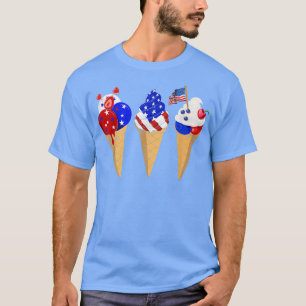 Ice Creams American Flag Happy 4. Juli Süßigkeiten T-Shirt