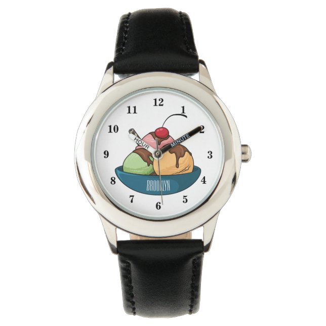 Ice Creme Cartoon Illustration Armbanduhr (Vorderseite)
