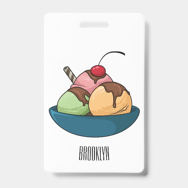 Ice Creme Cartoon Illustration Ausweis (Vorderseite)