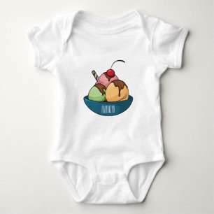 Ice Creme Cartoon Illustration Baby Strampler
