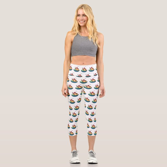Ice Creme Cartoon Illustration Capri Leggings (Vorderseite)
