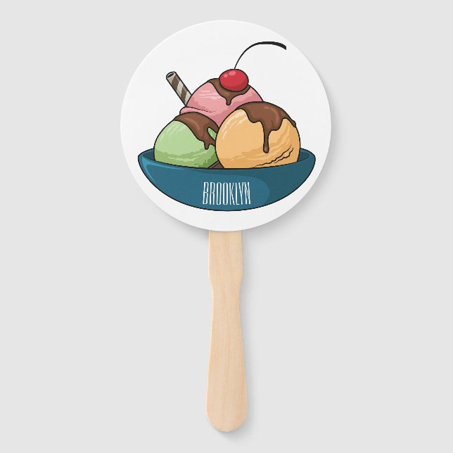 Ice Creme Cartoon Illustration Fächer (Vorderseite)
