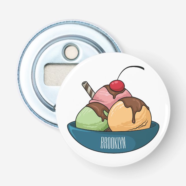 Ice Creme Cartoon Illustration Flaschenöffner (Vorderseite)