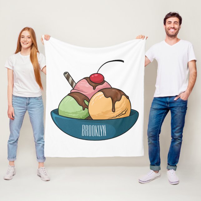 Ice Creme Cartoon Illustration Fleecedecke (Beispiel)