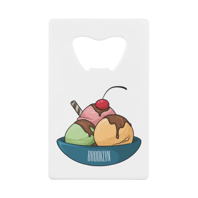 Ice Creme Cartoon Illustration Geldbeutel Flaschenöffner (Vorderseite)