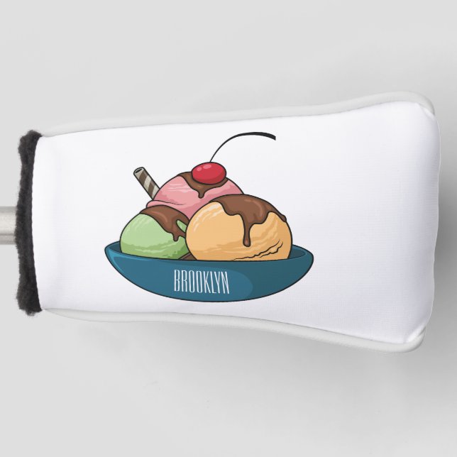 Ice Creme Cartoon Illustration Golf Headcover (Vorderseite)