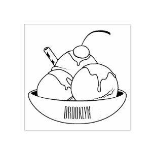 Ice Creme Cartoon Illustration Gummistempel