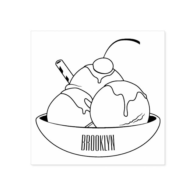 Ice Creme Cartoon Illustration Gummistempel (Prägung)
