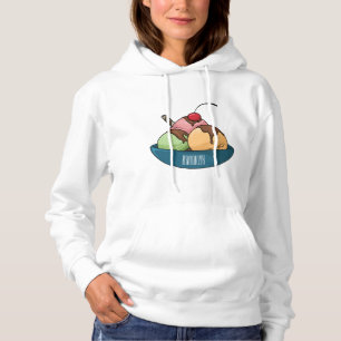 Ice Creme Cartoon Illustration Hoodie