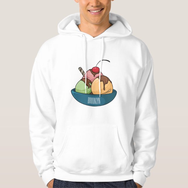 Ice Creme Cartoon Illustration Hoodie (Vorderseite)