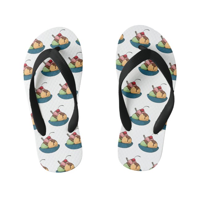Ice Creme Cartoon Illustration Kinderbadesandalen (Fußbett)