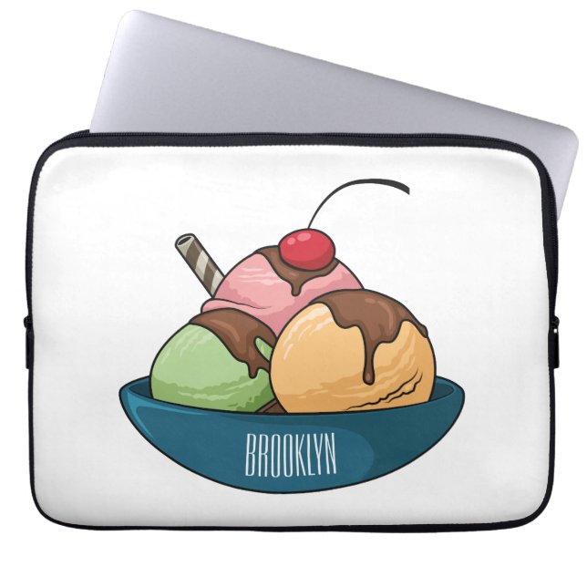 Ice Creme Cartoon Illustration Laptopschutzhülle (Vorderseite)