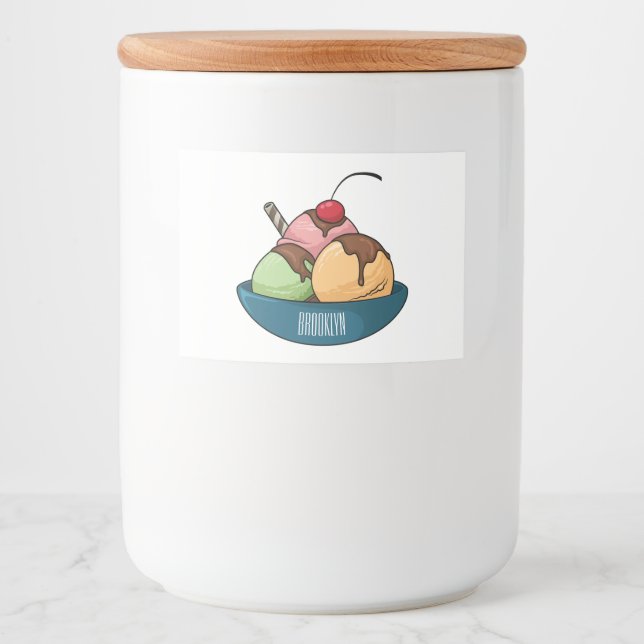 Ice Creme Cartoon Illustration Lebensmitteletikett (Vorderseite)