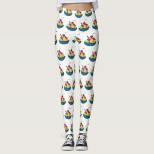Ice Creme Cartoon Illustration Leggings