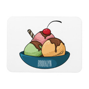 Ice Creme Cartoon Illustration Magnet