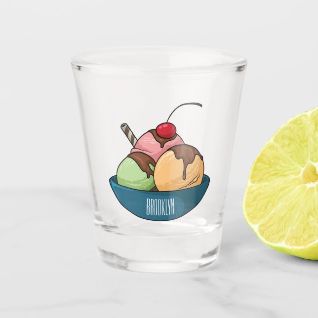 Ice Creme Cartoon Illustration Schnapsglas (Vorderseite)