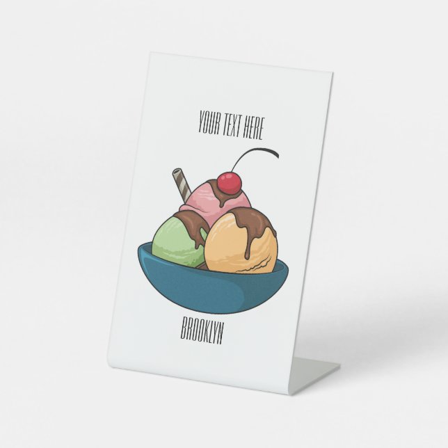 Ice Creme Cartoon Illustration Sockelschild (Vorderseite)