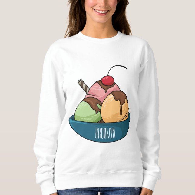 Ice Creme Cartoon Illustration Sweatshirt (Vorderseite)