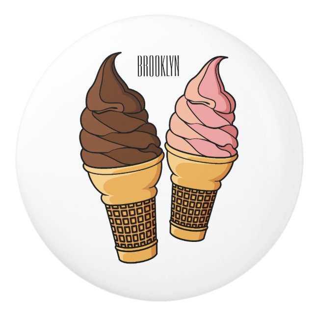 Ice-Creme-Cartoon Keramikknauf (Vorderseite)