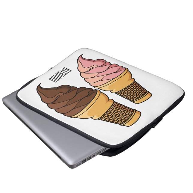 Ice-Creme-Cartoon Laptopschutzhülle (Vorne Knopf)