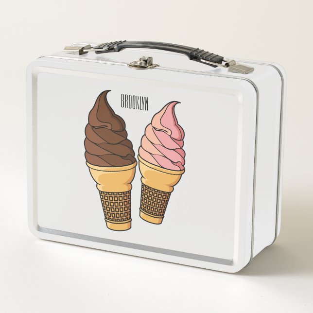 Ice-Creme-Cartoon Metall Brotdose (Vorderseite)