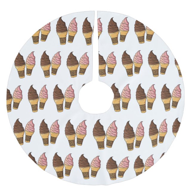 Ice-Creme-Cartoon Polyester Weihnachtsbaumdecke (Vorderseite)