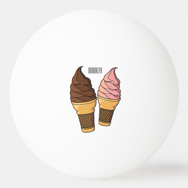 Ice-Creme-Cartoon Tischtennisball (Vorderseite)