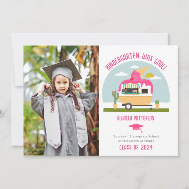 Ice Creme Truck Foto Kinder Kindergarten Abschluss Karte (Vorderseite)
